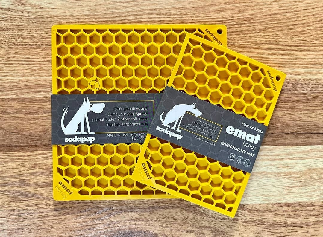 Sodapup Honeycomb Design Emat Enrichment Licking Mat - Yellow