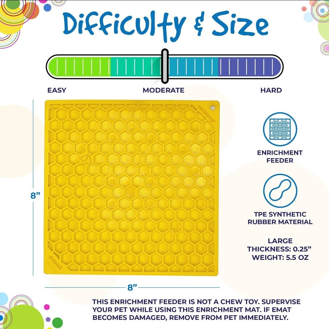 Sodapup Honeycomb Design Emat Enrichment Licking Mat - Yellow