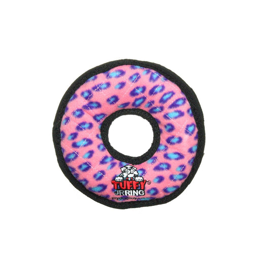 Tuffy Jr Ring - Pink Leopard, Durable, Squeaky Dog Toy