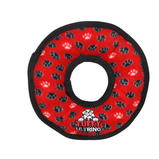 Tuffy Ultimate Ring - Red Paw, Durable, Squeaky Dog Toy